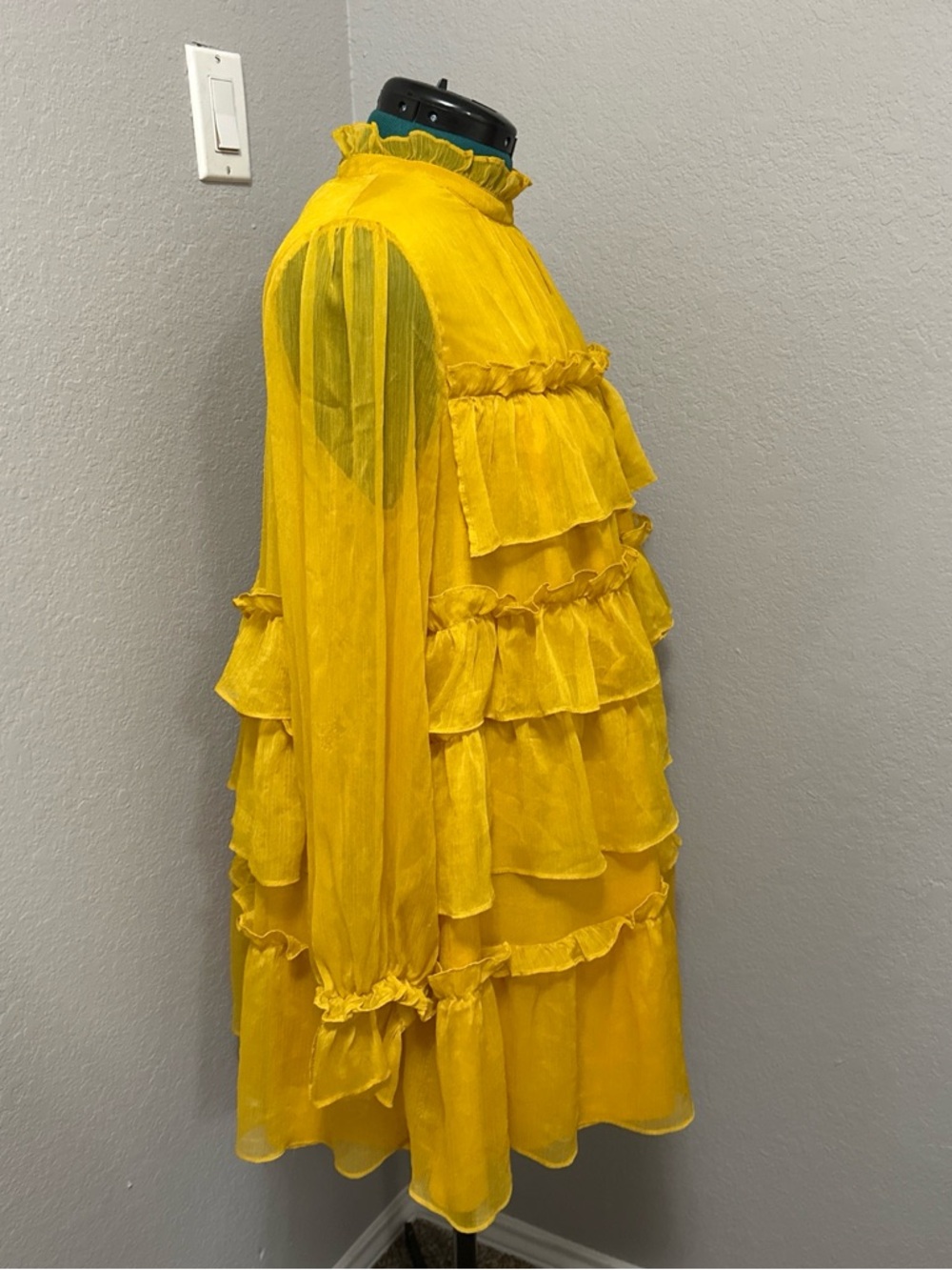Adam Lippes Vibrant Yellow Ruffle Dress - Picture 2 of 5